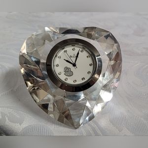 Bulova heart-shaped crystal clock